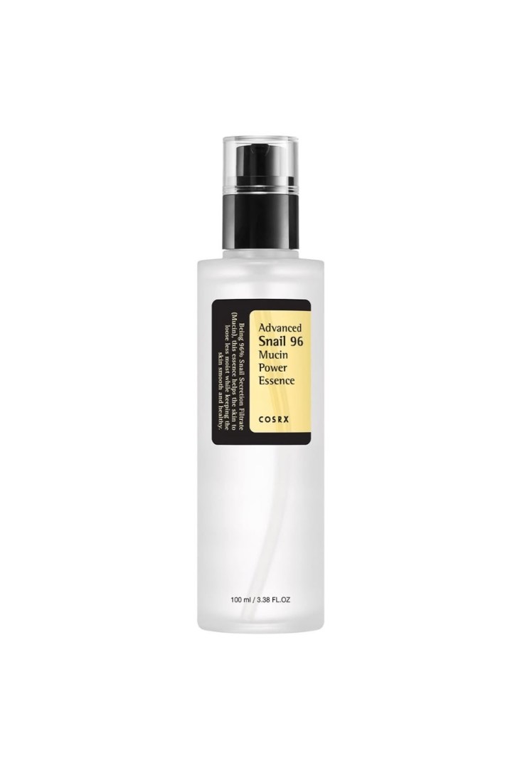 COSRX Advanced Snail 96 Mucin Power Essence, 100 ml pump bottle with a black and yellow label.