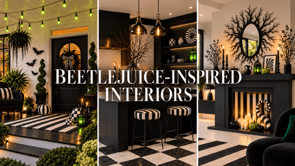 Modern Beetlejuice-Inspired Home Decor: Black, White and Green